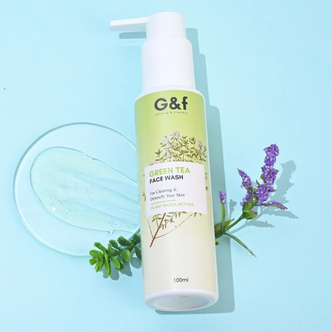 G&F All Natural Green Tea Face Wash for Dry Skin - 100ml | Gentle Cleansing, Hydrating & Soothing | Perfect for Morning & Night Skincare Routine
