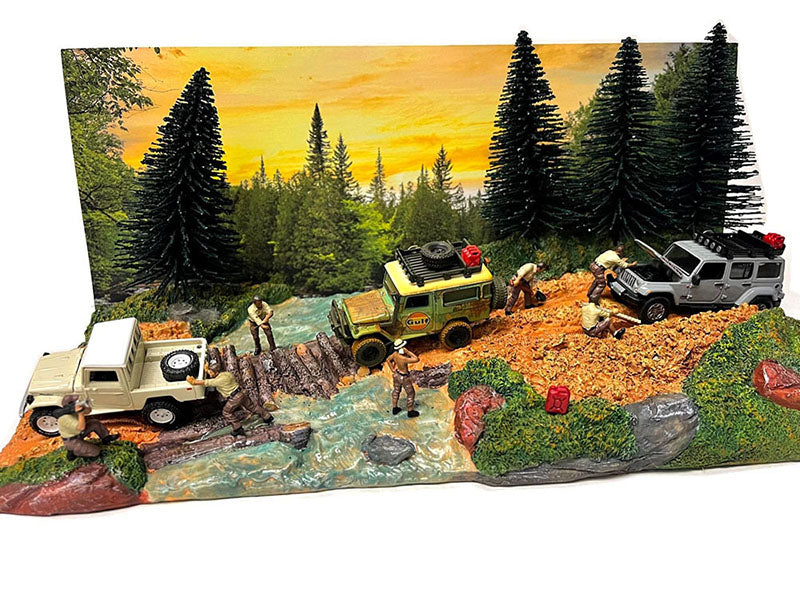 1/64 Scale Overland Off-Road Diorama with Realistic Forest Scenery - Perfect for Diecast Car Displays & Model Train Layouts by American Diorama
