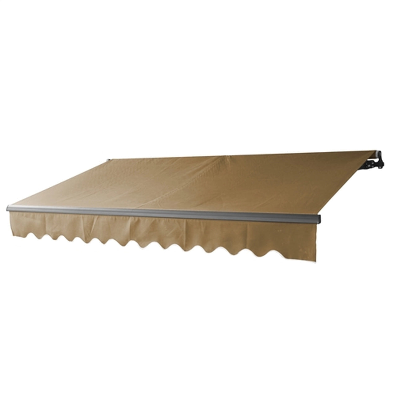 Aleko 12x10 Feet Motorized Retractable Patio Awning with Black Frame - Perfect for Outdoor Shade, Backyard Relaxation, and Deck Protection (Sand Color)