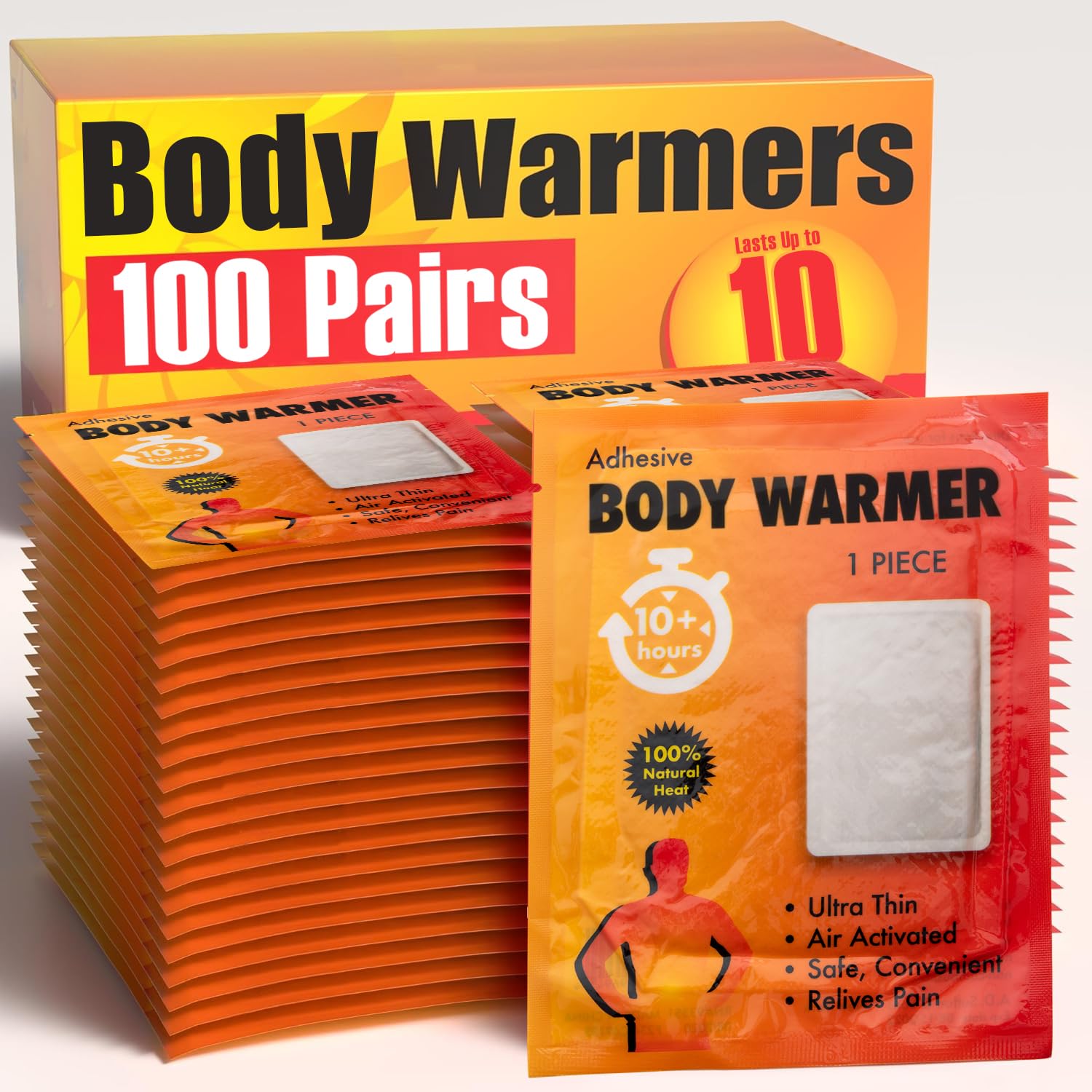 100 Pack Bulk Hand Warmers - 8-10 Hours Natural Heat for Outdoor Activities