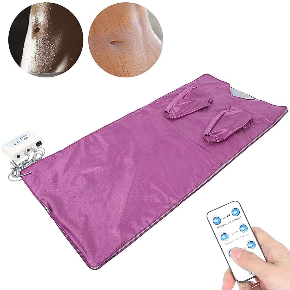 ZZMFORE Far Infrared Sauna Blanket with 2-Zone Heating - Portable Home Spa Device for Relaxation, Detox & Weight Loss - Purple Sauna Slimming Blanket for Home Use, Yoga & Post-Workout Recovery
