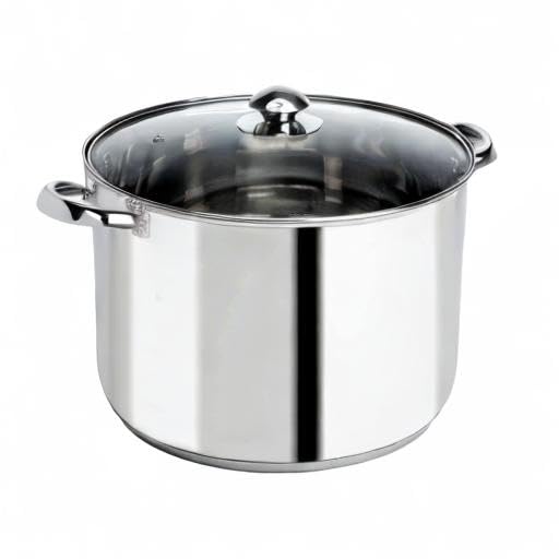 Ecolution Pure Intentions 12-Quart Stainless Steel Stock Pot with Tempered Glass Lid – Stay-Cool Handles & Encapsulated Bottom – Oven Safe & Recyclable – Perfect for Soups, Stews, and Large Batch Cooking
