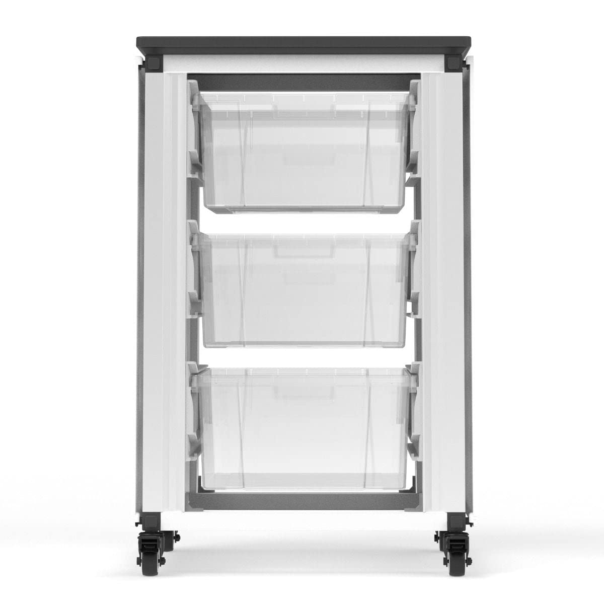 Modern Modular Classroom Storage Cabinet with 3 Large Bins - Black & White Polypropylene Organizer for Kids' Toys, School Supplies & Homeschool Organization