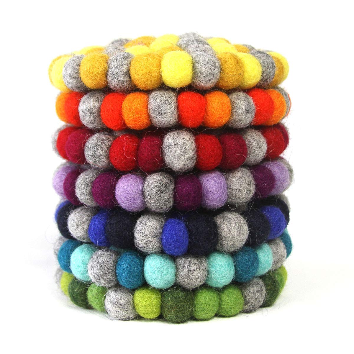 Handmade Felt Ball Wool Coasters from Nepal - 4