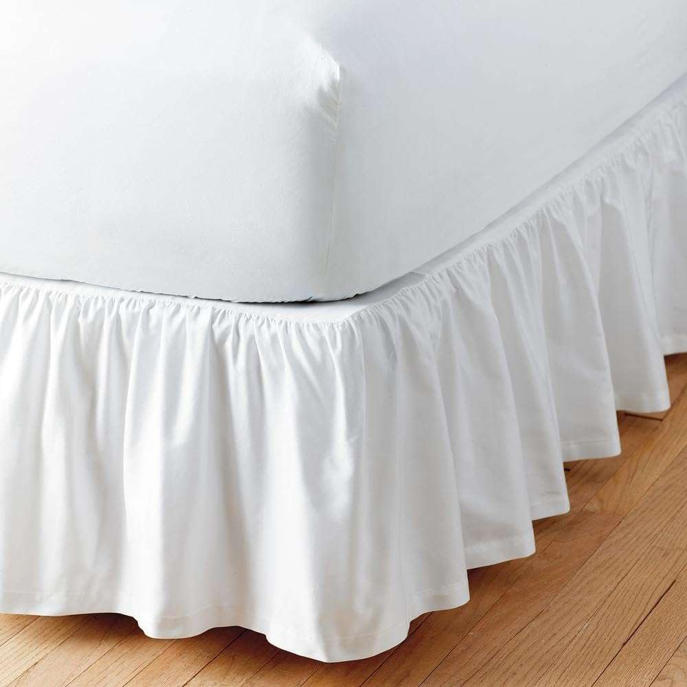 100% Microfiber Ruffled Bed Skirt with Split Corners - Soft, Sheen & Wrinkle-Free Gathered Dust Ruffle | 10 Inch Drop, 3-Sided Coverage | Perfect for Master Bedrooms, Guest Rooms & Luxury Hotels