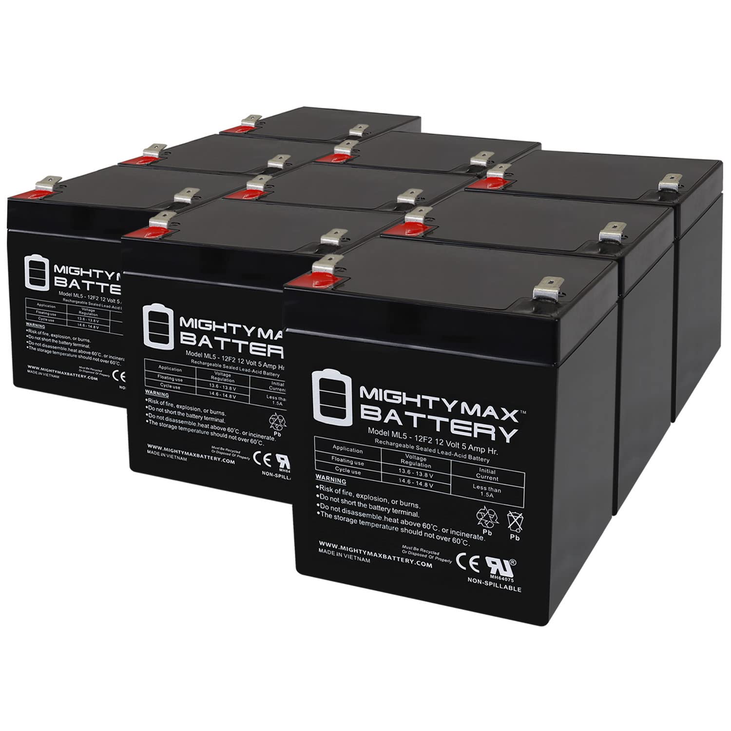 Mighty Max 12V 5Ah F2 SLA Replacement Battery for Chamberlain 248754-9 - Perfect for Garage Door Openers, Security Systems & Backup Power