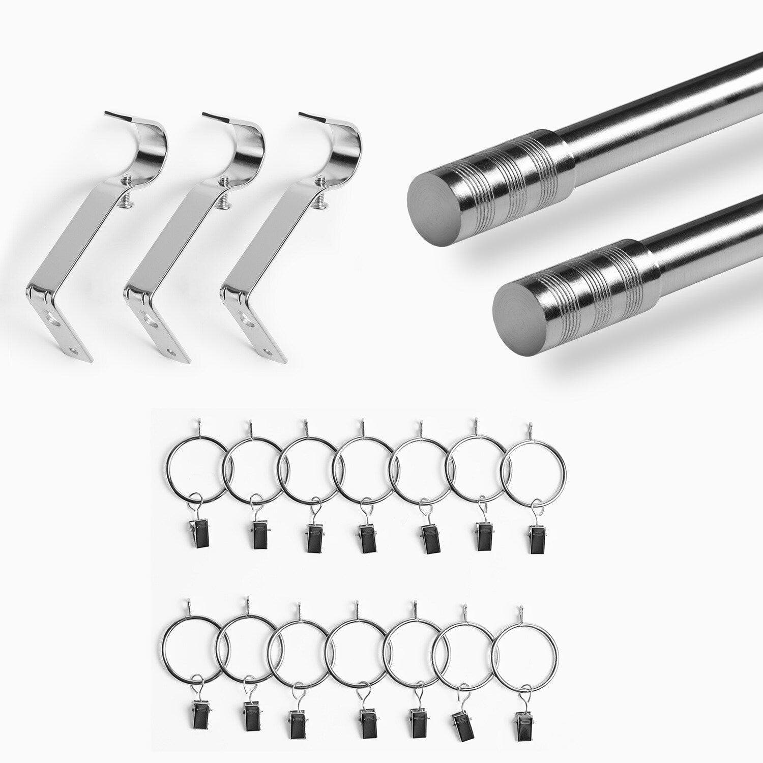 Modern Barrel Nickel Extendable Metal Rod Set - Adjustable Durable Metal Poles for DIY Projects, Home Decor & Industrial Use
