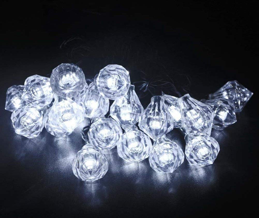 Solar Diamond String Lights - 6M 30LED Waterproof Fairy Lights with 2 Modes for Christmas, Wedding, Party - Indoor & Outdoor Decorations (White) - Perfect for Garden, Patio, Bedroom, and Holiday Decor