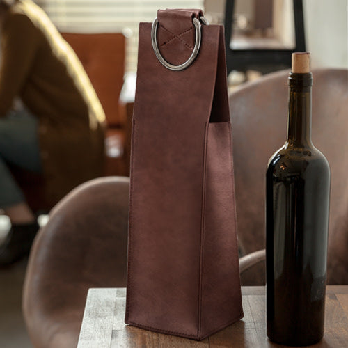 Stylish Faux Leather Wine Bottle Tote Bag - Elegant Single Bottle Carrier for Women, Perfect for Picnics, Parties & Gifts | Water-Resistant & Durable