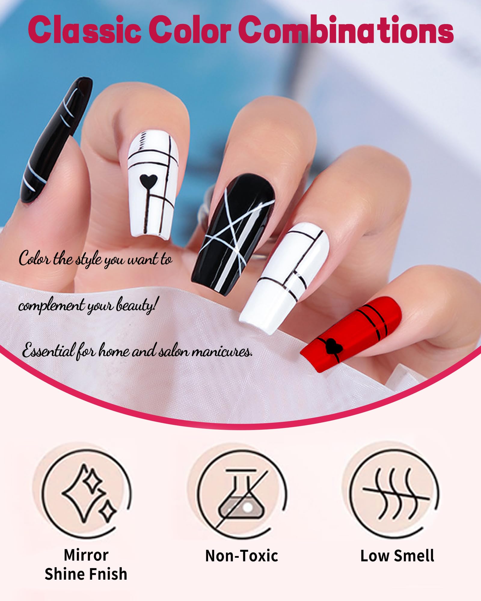 Premium Black Gel Nail Polish - 15ml UV LED Cured Soak Off Nail Glue with High Pigmentation | Long Lasting French Manicure & Halloween Nail Art | Perfect for DIY Home Salon, Professional Nail Designs & Gift for Women