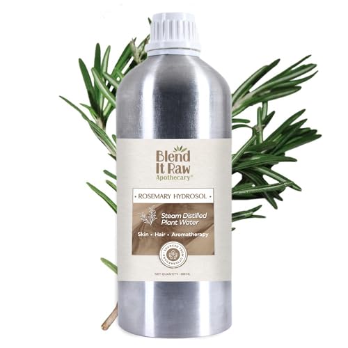 Blend It Raw Apothecary 100% Pure Rosemary Hydrosol - Steam Distilled Rosemary Water for Hair Growth & Skin Care (500ml Bulk Pack) - Perfect for DIY Beauty Recipes, Aromatherapy & Natural Home Spa
