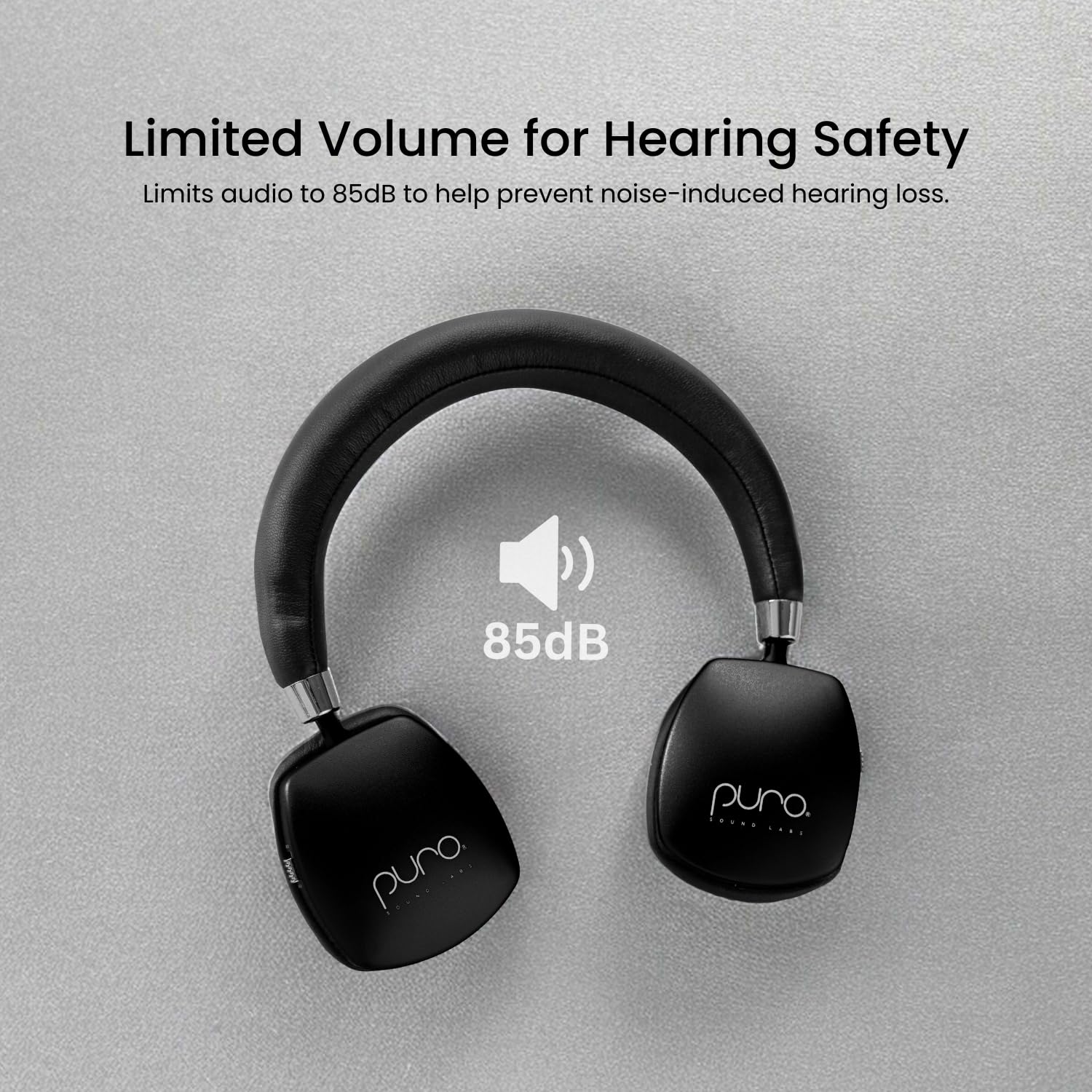Puro Sound Labs PuroQuiet Plus Volume Limited Kids Bluetooth Headphones with Active Noise Cancelling & Built-in Mic – Safe Studio-Grade Sound for School, Travel & Online Learning (Black)