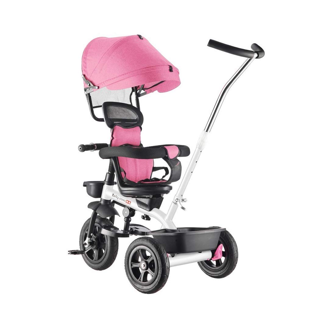 **Pink Baby Stroller with Rotating Seat, Safety Fence & Brake System – Multifunctional Bicycle Stroller for Toddlers – Perfect Birthday Gift for Babies (Ideal for Park Walks, Shopping & Outdoor Adventures)**