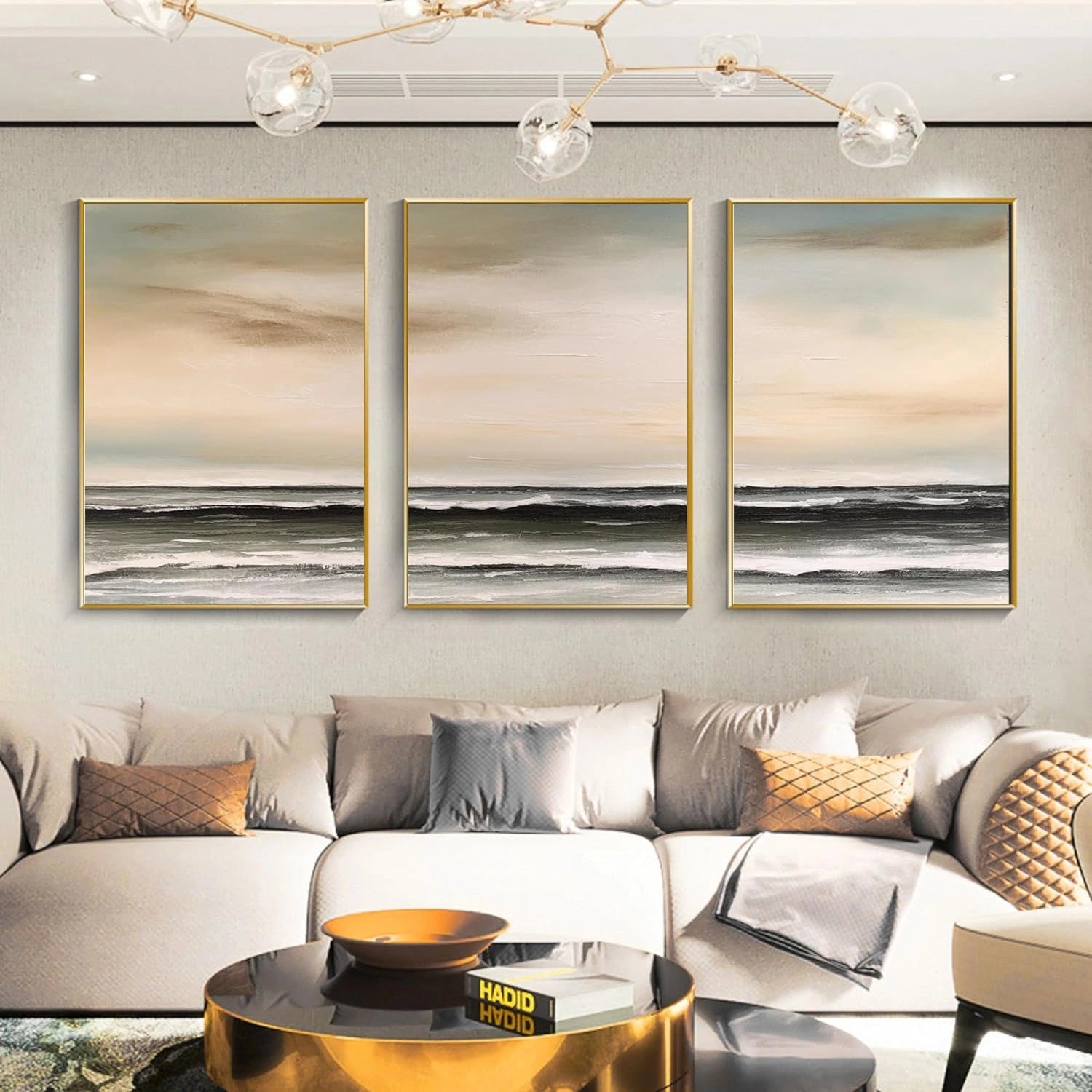 Ocean and Sky Painting Set of 3 - Coastal Wall Art for Living Room, Bedroom & Office Decor | #OS255