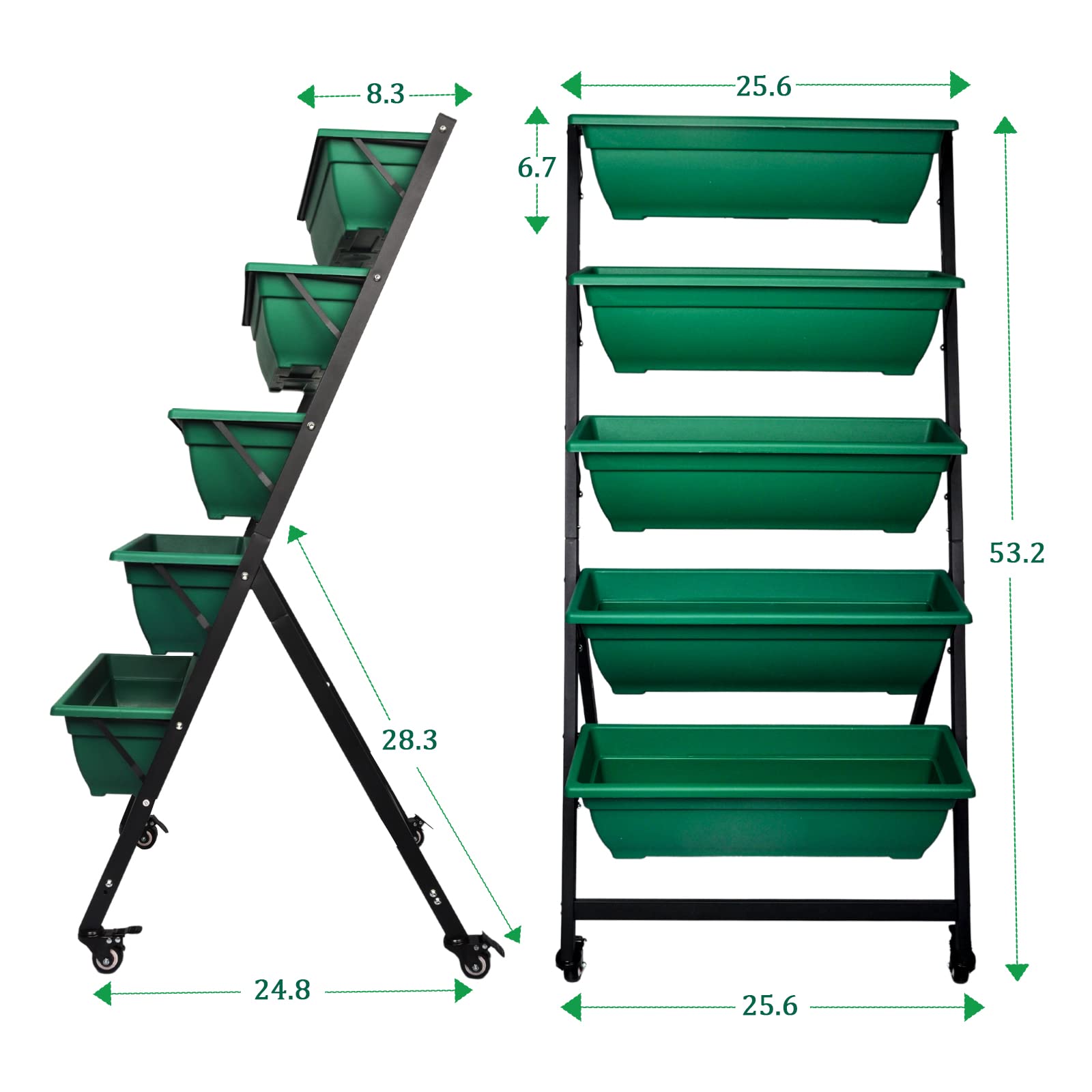 4FT Vertical Raised Garden Bed with Wheels - 5 Tier Planter Box for Flowers, Vegetables & Herbs - Indoor/Outdoor Gardening Solution for Patio, Balcony & Greenhouse - Perfect for Small Space Gardening & Urban Farming