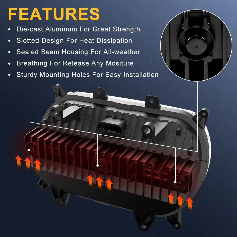High-Performance LED Headlight for Harley Davidson Road Glide (2015 & Up) - Black - Upgrade Your Night Riding Safety & Visibility
