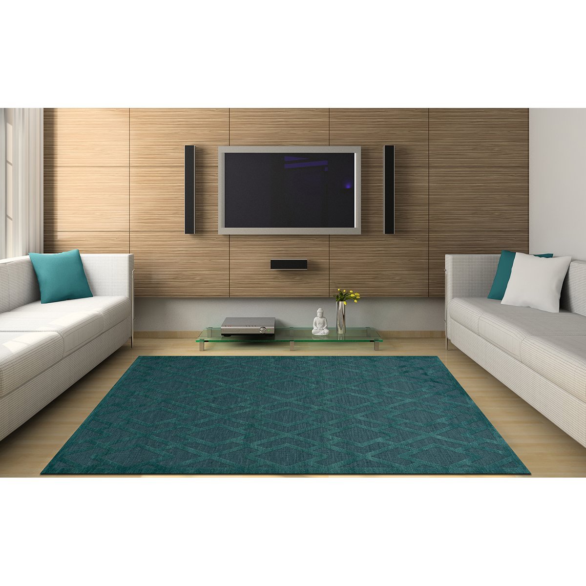 Dalyn Rugs Dover DV1 Teal Area Rug 3' x 5' - Soft Non-Slip Living Room Rug for Bedroom, Dorm & Home Decor