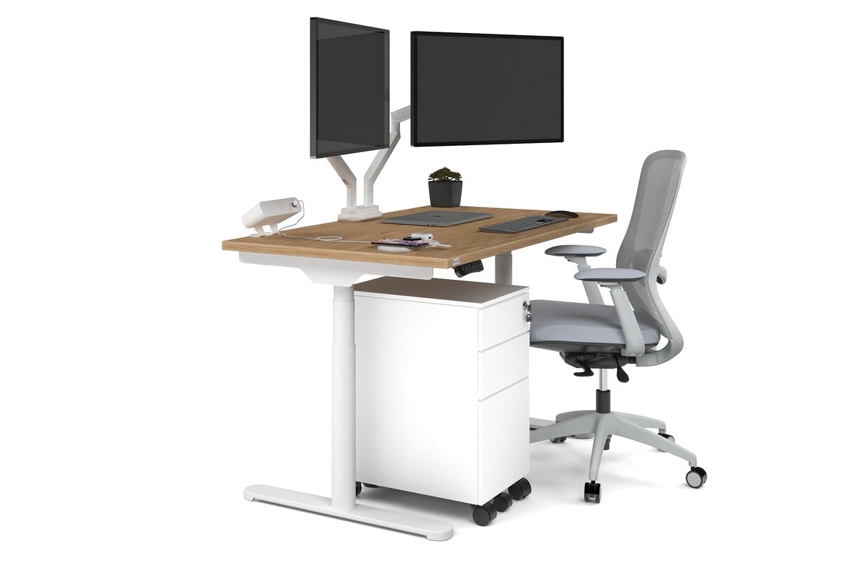 Flexi Premium Height Adjustable Single Workstation [1400L x 700W] - Ergonomic Standing Desk for Home Office, Gaming & Study - Electric Sit Stand Desk with Memory Function