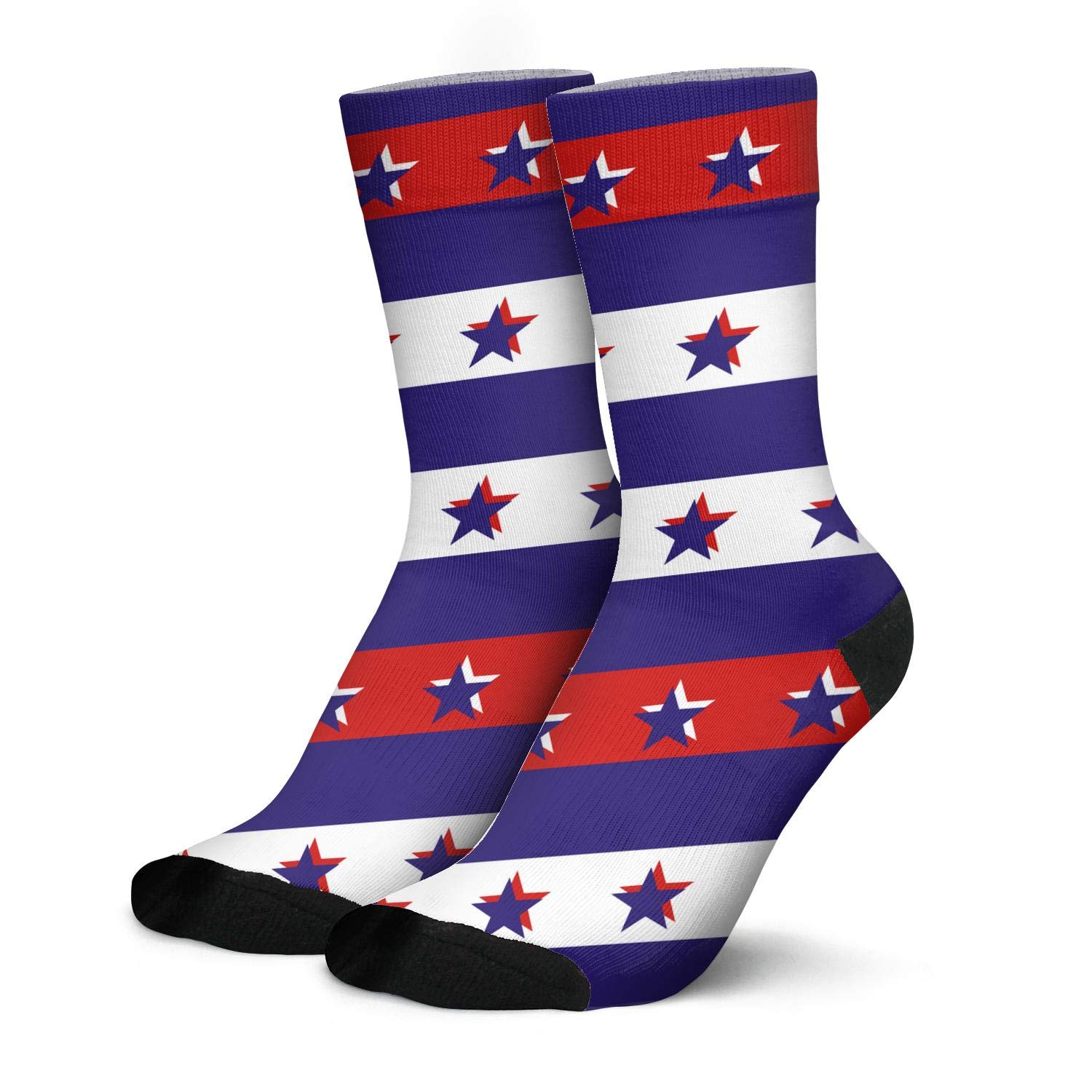 4th of July USA Flag Running Socks - Patriotic Compression Crew Socks for Men & Women - Moisture Wicking Athletic Socks for Jogging, Workouts & Sports - Perfect for Independence Day Celebrations