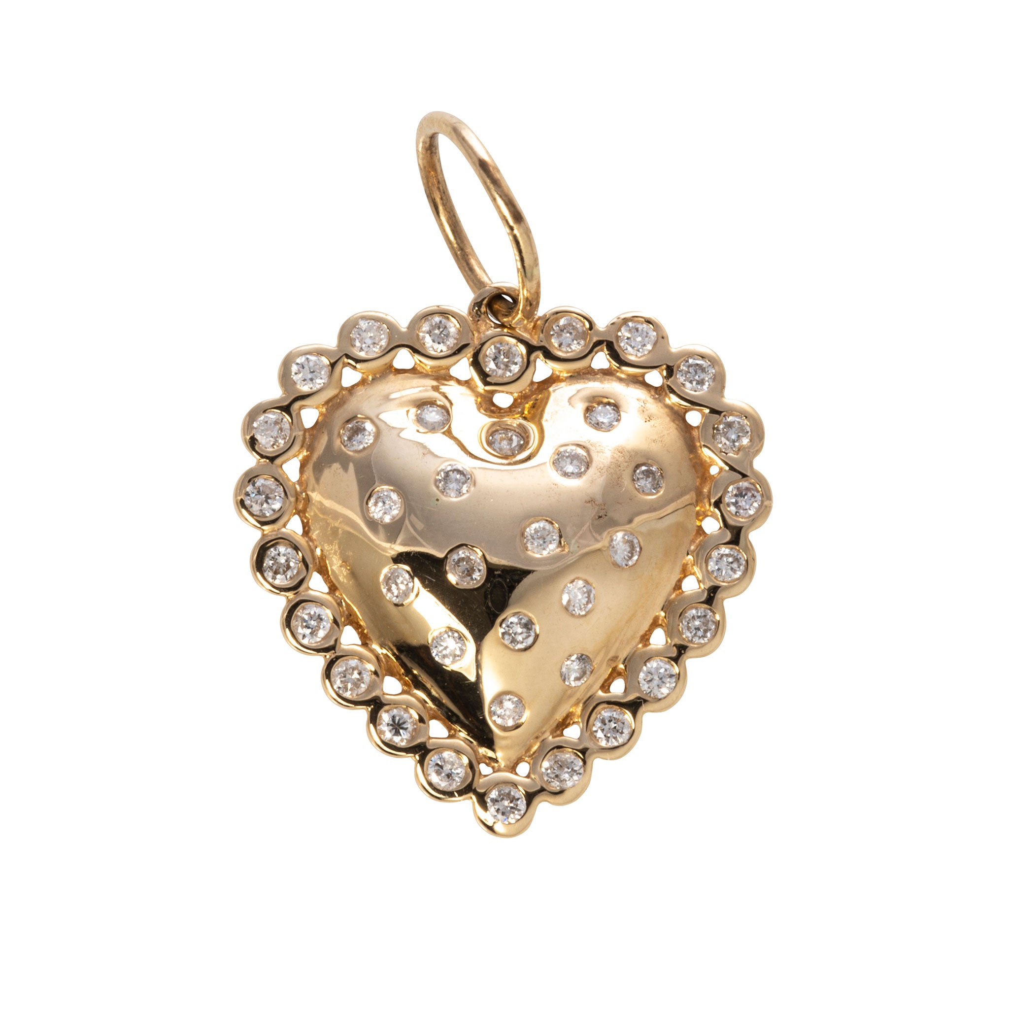 14K Yellow Gold Diamond Heart Charm Pendant - Perfect for Valentine's Day Gifts, Anniversary Presents & Everyday Elegance