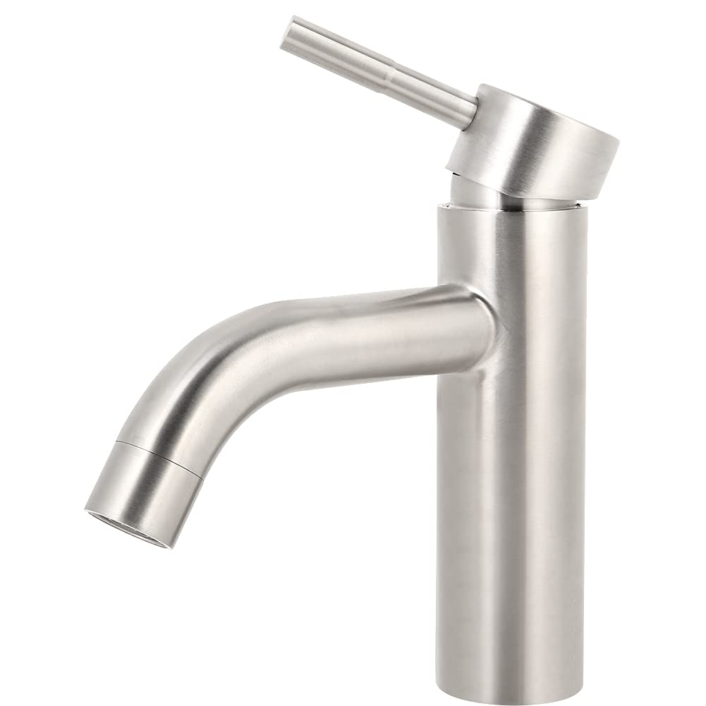 01 Single Handle Kitchen Faucet with Pull Down Sprayer - Modern Brushed Nickel Bathroom Sink Faucet - Water Efficient Mixer Tap for Wash Basin (Perfect for Home Kitchen Renovation & Bathroom Upgrade)
