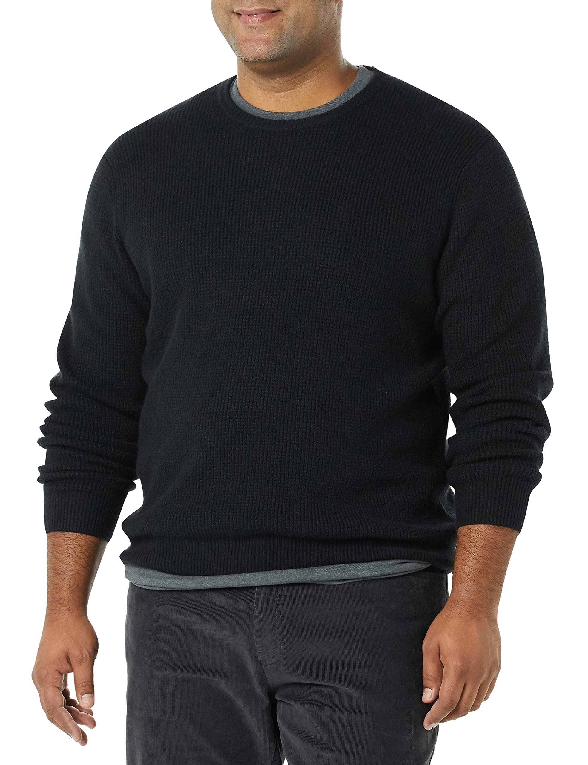 Amazon Essentials Men's Long-Sleeve Soft Touch Waffle Stitch Crewneck Sweater - Comfortable Winter Knit Pullover for Casual Wear & Outdoor Activities