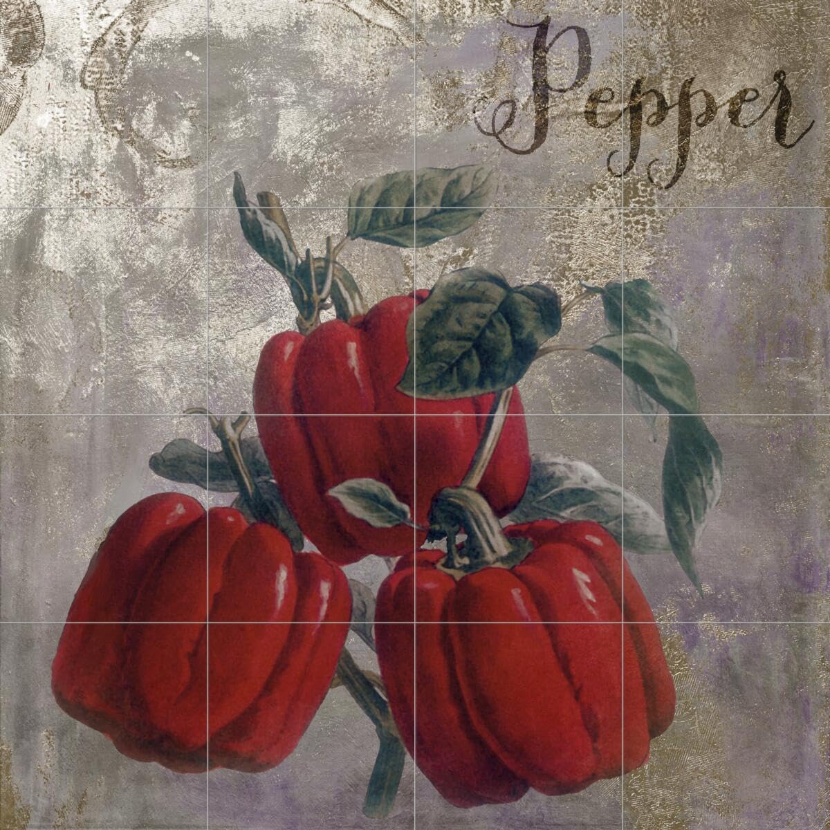 Ceramic Backsplash Tile Mural - Fruit & Vegetable Food Theme Kitchen/Bathroom Decor - Medley Pepper Design - Color Bakery Style | Perfect for Farmhouse Kitchens, Coffee Shops & Restaurant Walls