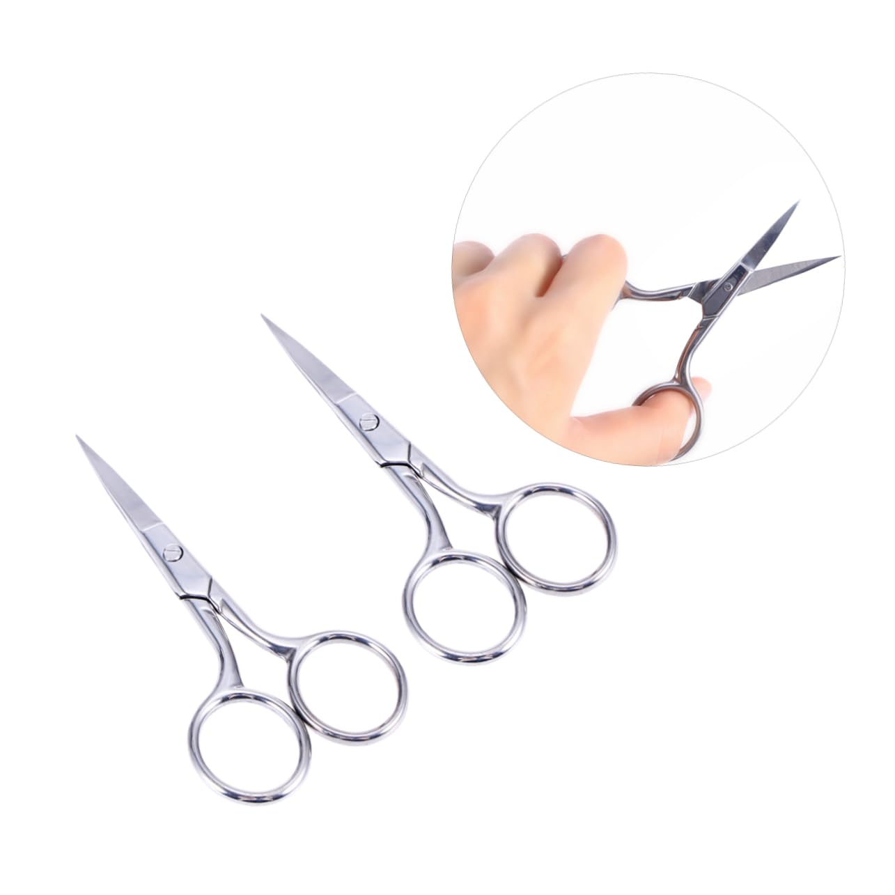 2-Pack Professional Eyebrow & Nose Hair Scissors - Stainless Steel Facial Grooming Scissors for Precise Trimming - Perfect for Eyebrow Shaping, Nose Hair & Beard Trimming at Home or Salon