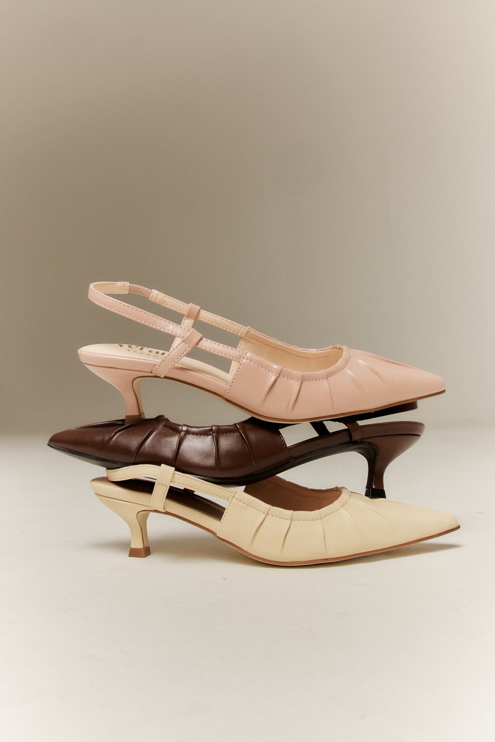 Lucius Slingback Kitten Heels - Butter Cream Color | Comfortable Low Block Heels for Women | Perfect for Office, Wedding & Summer Outfits