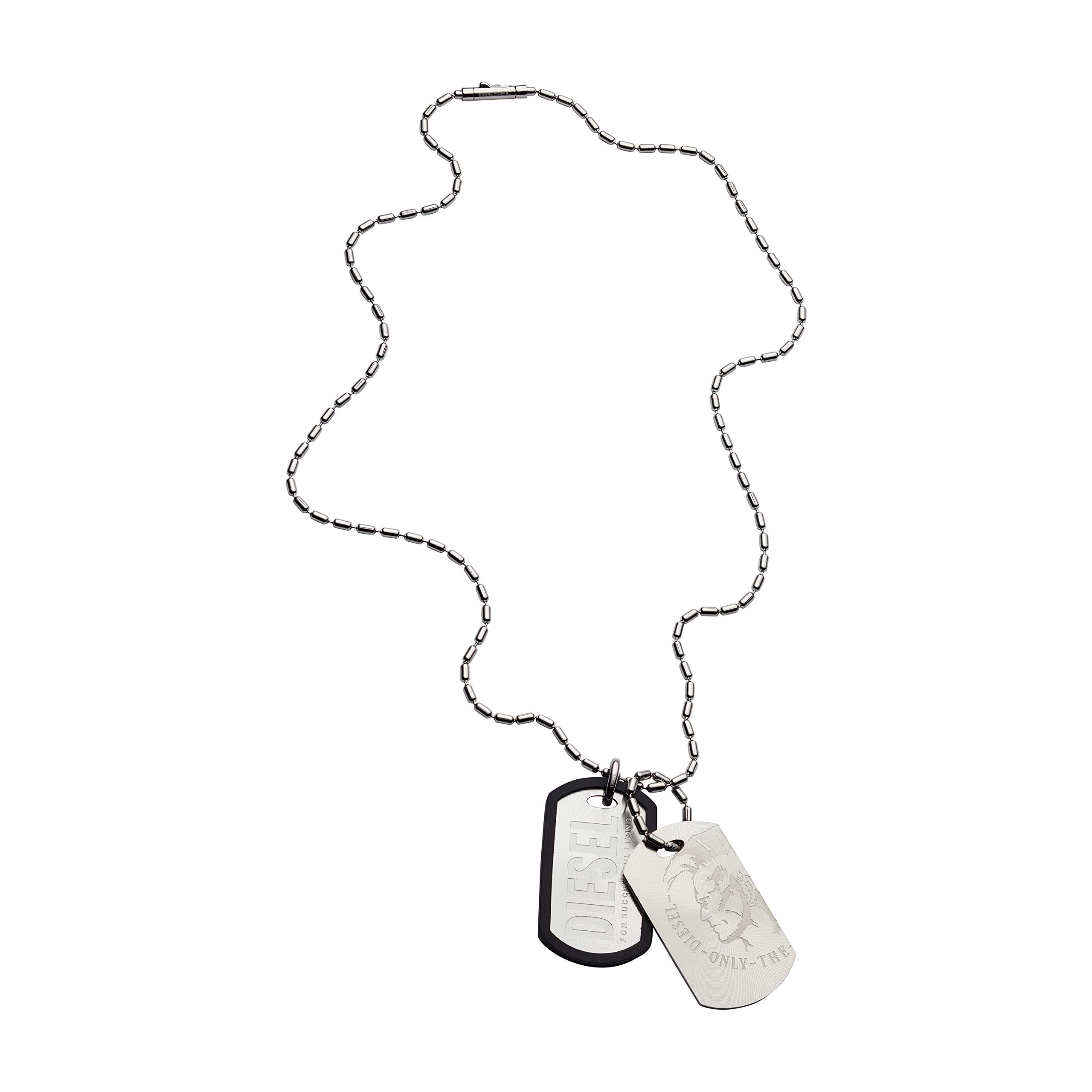 Men's Diesel Stainless Steel Dog Tag Necklace - Military Style Pendant for Everyday Wear & Gifts
