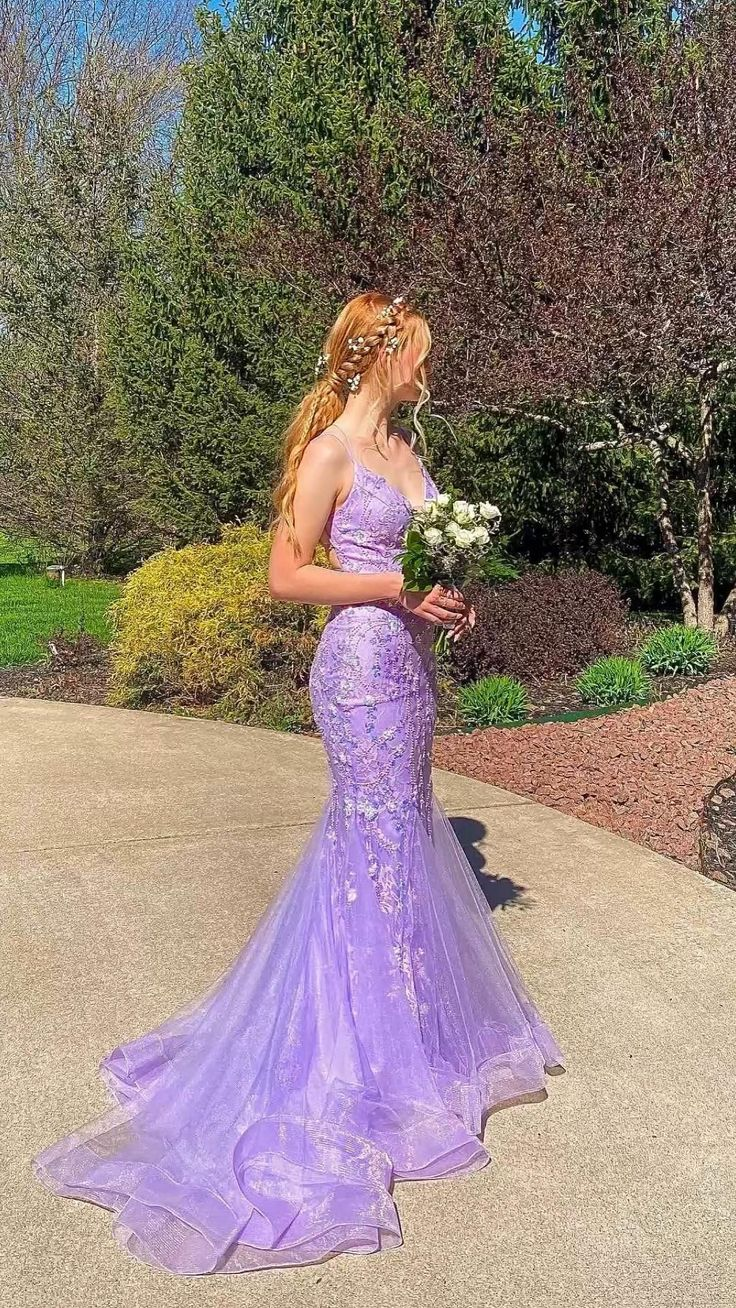 Elegant Light Purple Mermaid Lace Long Prom Dress J3646 | Formal Evening Gown for Homecoming, Wedding, Ball & Special Occasions