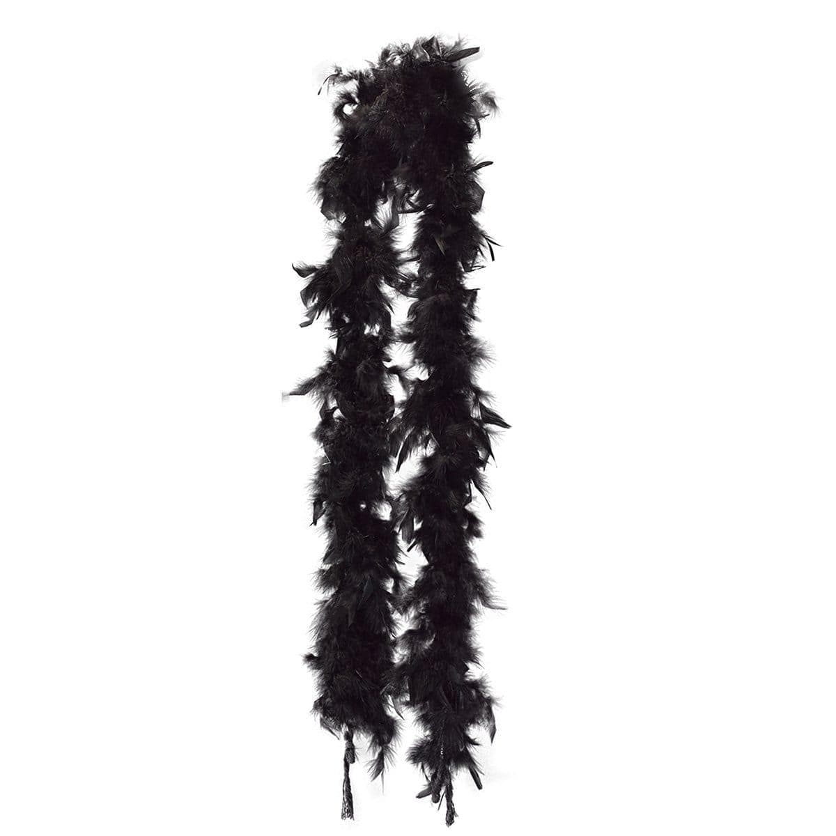 Black Feather Boa Scarf - Elegant & Soft Costume Accessory for Halloween, Parties, and Burlesque Shows