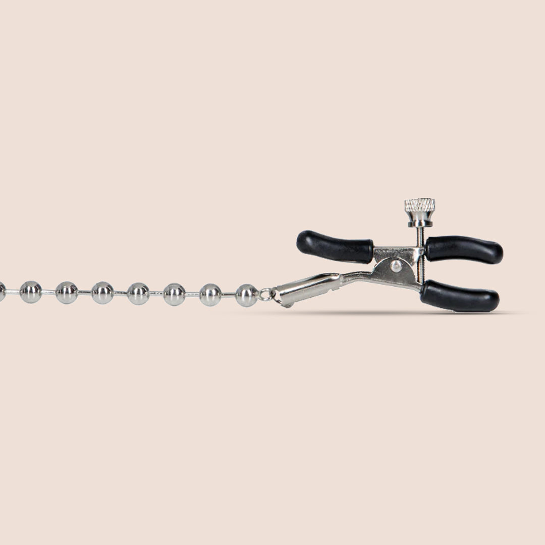 Nipple Play® Adjustable Beaded Nipple Clamps with Chain - Sensual Adult Toy for BDSM, Couples Play & Intimate Exploration