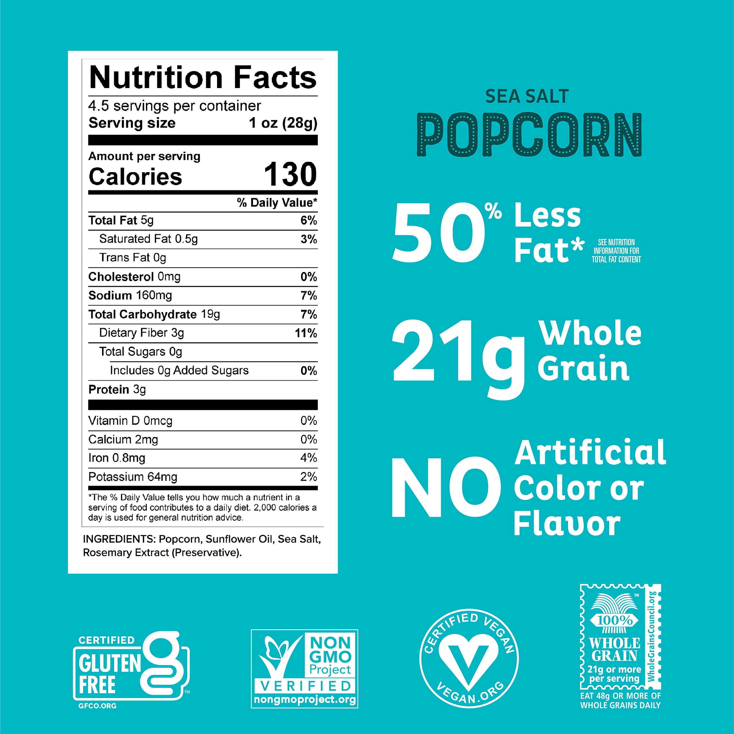 Pipcorn Heirloom Sea Salt Mini Popcorn - 6 Pack (4.5oz Each) - Gluten Free, Healthy Snack - Made with Non-GMO Heirloom Corn - Perfect for Movie Nights, Road Trips & Office Snacking