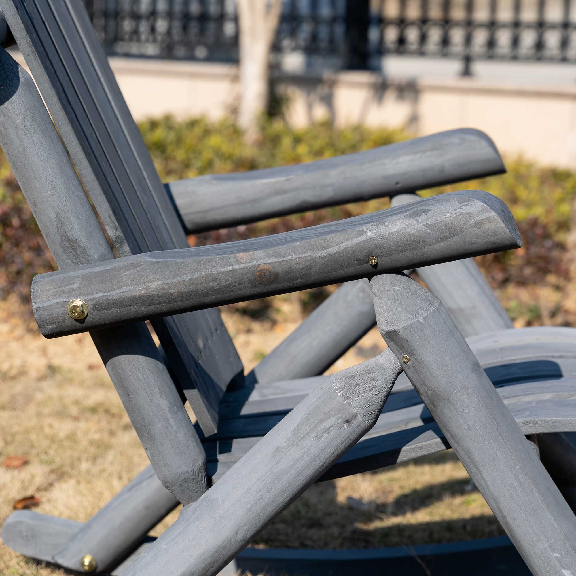 Outsunny Dark Gray Wooden Rocking Chair - Single-Person Adirondack Patio Rocker with Rustic High Back & Slatted Design for Backyard, Garden, Porch - Perfect for Relaxing Outdoors & Indoor Lounging