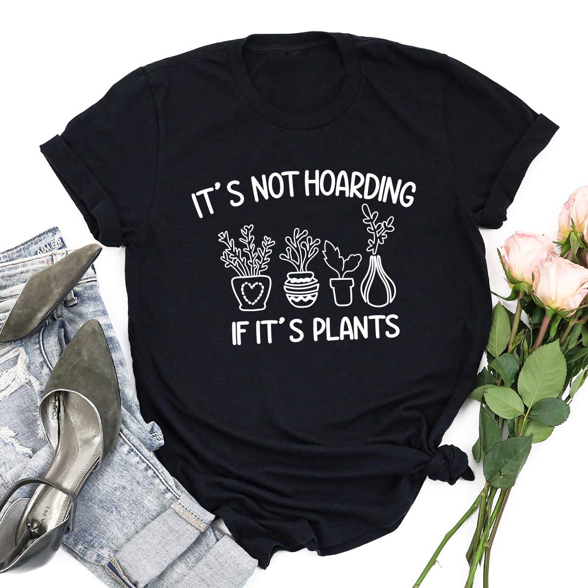 Funny Gardener T-Shirt - 'It's Not Hoarding If It's Plants' Slogan Tee | Cute Gardening Shirt for Plant Lovers | Perfect Gift for Garden Enthusiasts | Wear to Plant Nurseries, Gardening Events & Outdoor Activities