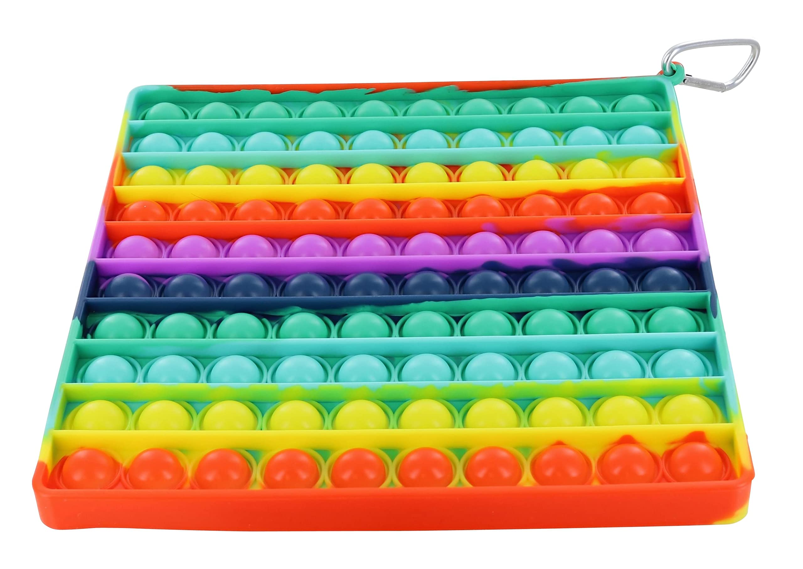 Rainbow Square 100-Button Silicone Pop Fidget Toy - Stress Relief Sensory Game for Kids & Adults with ADHD, Autism, Anxiety | Bubble Popping Sensory Toy for Classroom, Office, Travel | Fun Gift Idea for All Ages