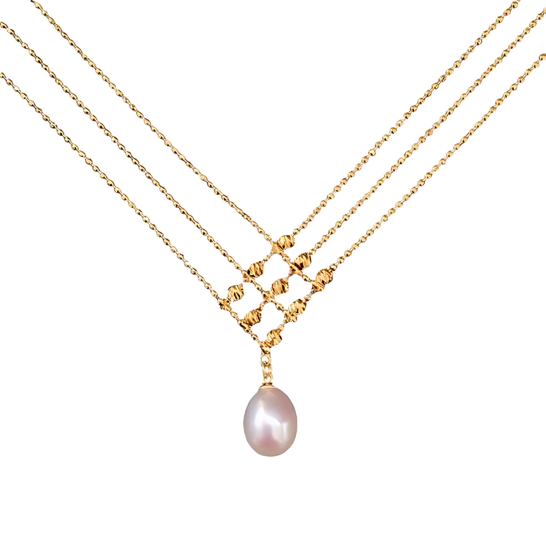 Elegant Multi-Layered Gold Lace Choker Necklace with Pearl Accents | HY008 | Perfect for Weddings, Parties & Evening Events
