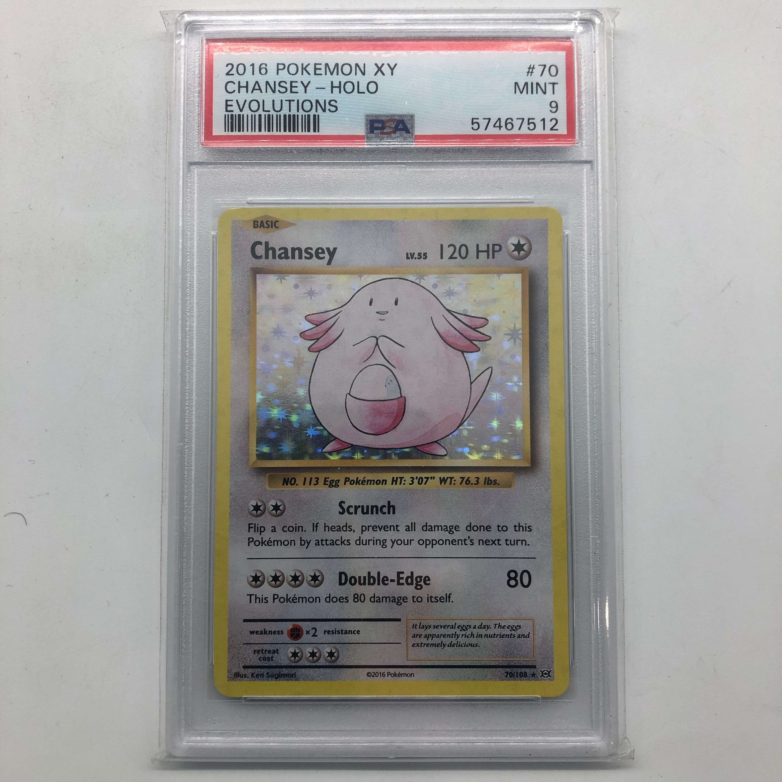 PSA 9 Graded Chansey Pokemon Card XY 70/108 Evolutions - 25AU4 - Perfect for Collectors, Battles & Trading