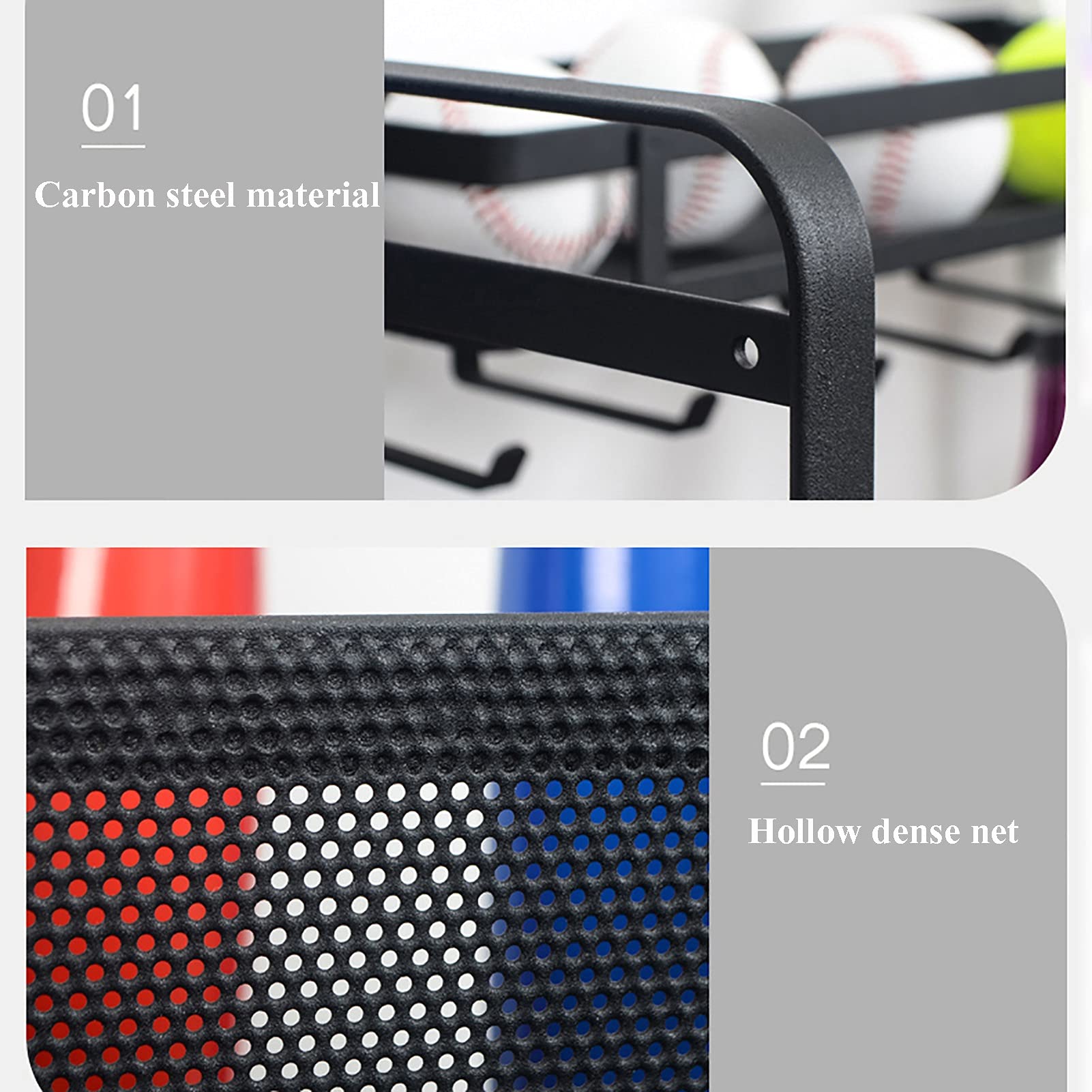 CMMC Rolling Sports Equipment Storage Rack with Baskets & Hooks - Garage Ball Organizer for Basketball, Soccer, Football Gear - Indoor & Outdoor Sports Gear Storage Solution for Home, Gym, and Playroom Organization