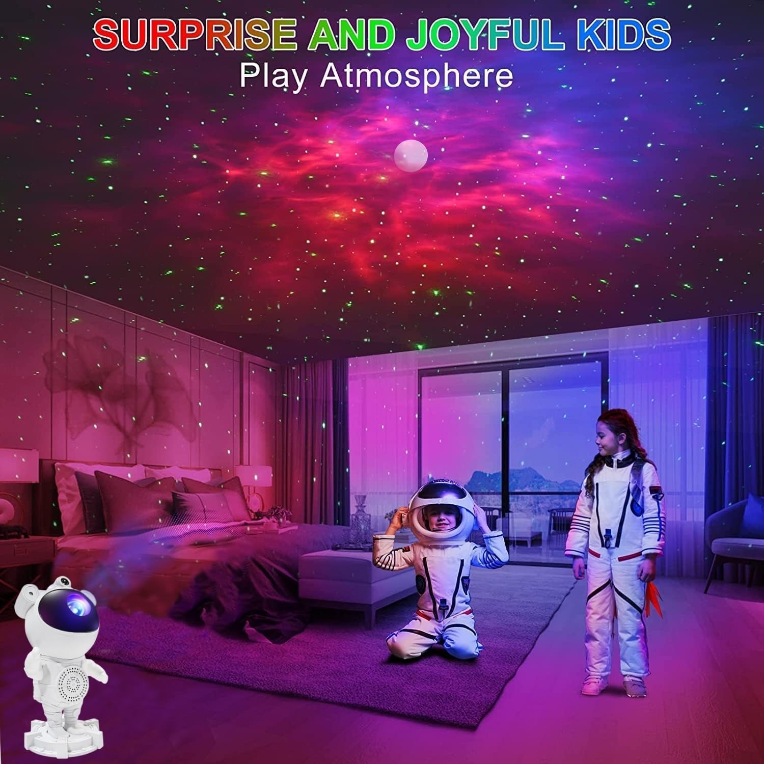 Galaxy Star Projector Night Light with Bluetooth Speaker - Astronaut Space Projector, Starry Nebula Ceiling LED Lamp with Timer for Bedroom, Perfect for Kids & Adults as Christmas & Birthday Gifts - Create a Relaxing Space for Meditation, Sleep Aid, or Romantic Ambience