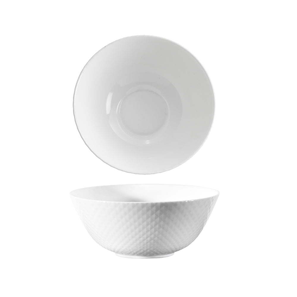 Premium Diamond White Ceramic Noodle Bowl - 18cm x 7.5cm - Perfect for Ramen, Pho, Udon & Asian Soups - Microwave & Dishwasher Safe