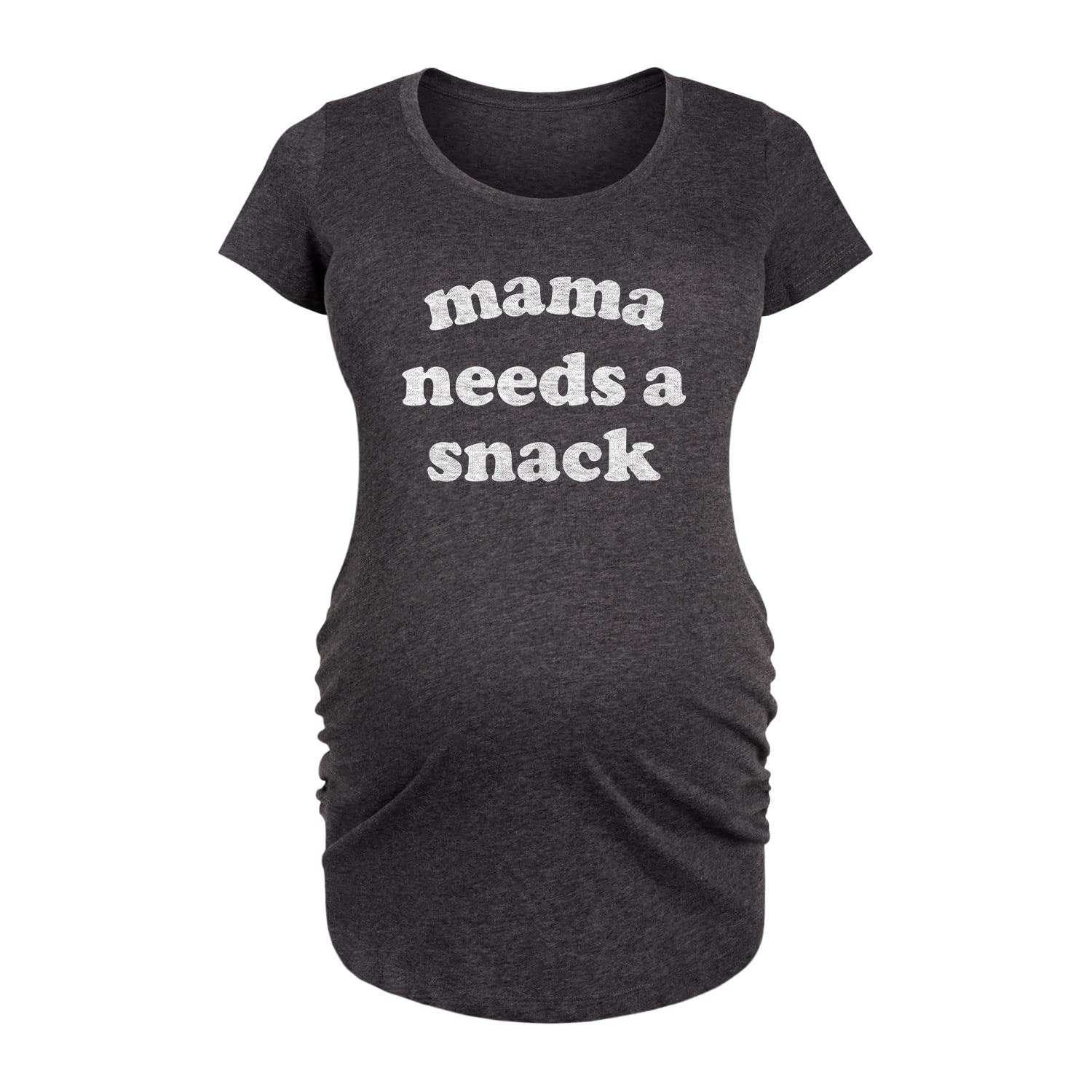 Women's Maternity Scoop Neck Graphic T-Shirt - Comfortable Pregnancy Tee with Funny 'Mama Needs A Snack' Print - Perfect for Casual Wear, Baby Showers & Maternity Photos