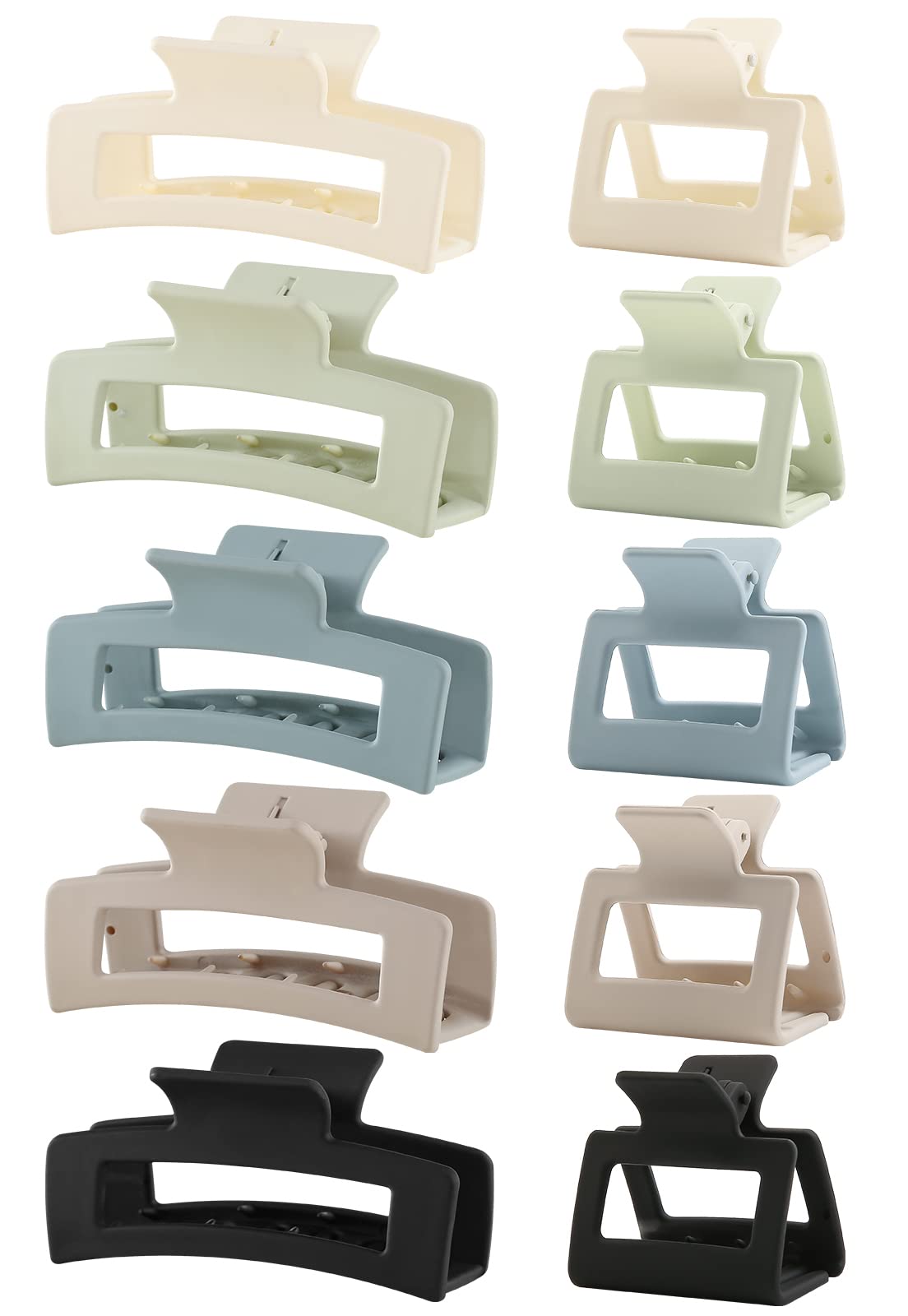Auseibeely 10 Pack Hair Claw Clips for Women - Large & Small Matte Rectangle Hair Clips for Thick/Thin Hair - Neutral Hair Styling Accessories | Perfect for Work, Gym, Travel & Everyday Hairstyles