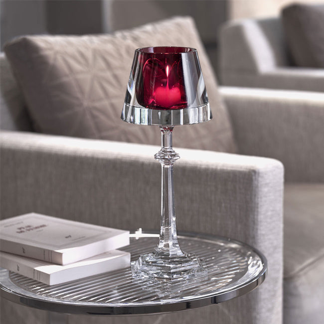 Baccarat Red Harcourt My Fire Candlestick - Elegant Crystal Candle Holder for Dining Table, Wedding Centerpiece & Home Decor