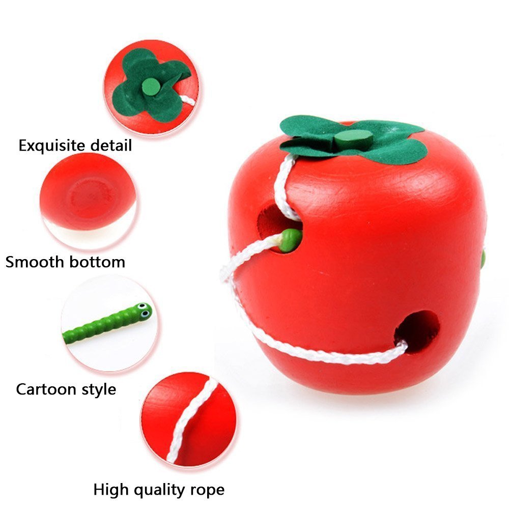 Montessori Wooden Lacing Toys for Toddlers - Early Learning Caterpillar & Cheese Puzzle Set, Educational Wood Block Toys for Boys & Girls | Perfect for Preschool Activities, Fine Motor Skills Development & Montessori Classroom Use