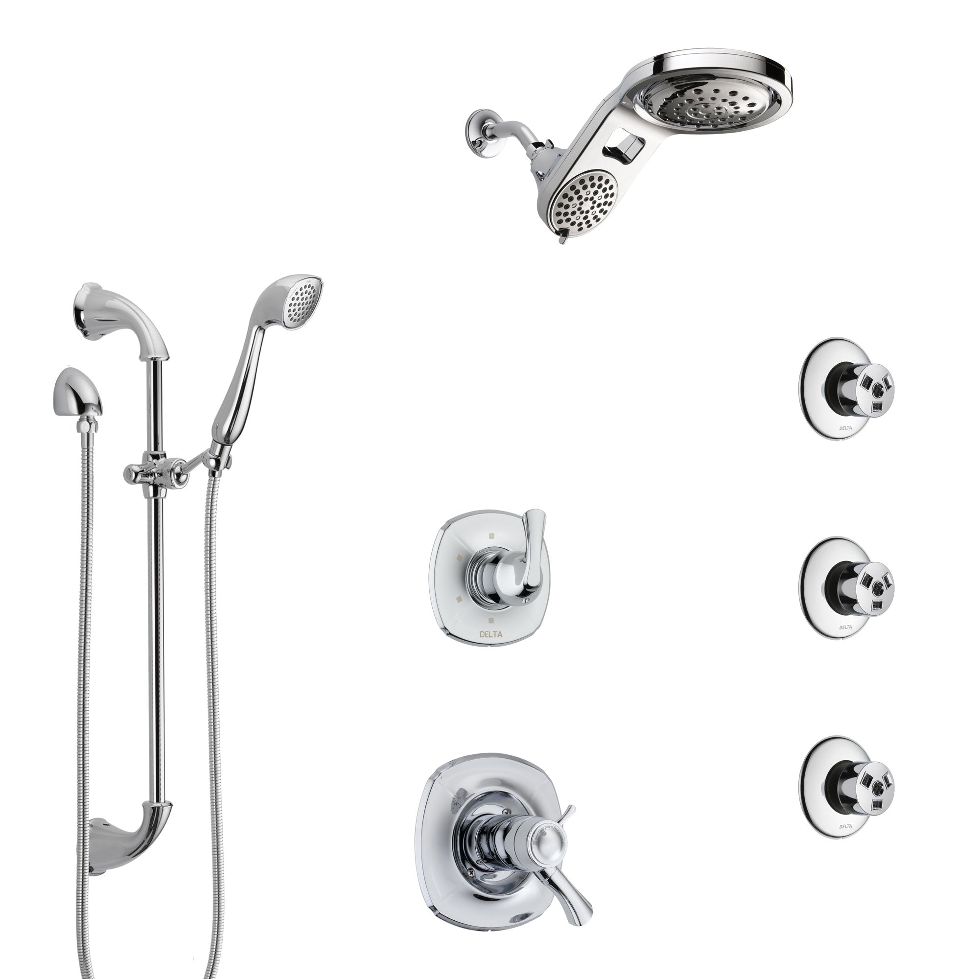 Delta Addison Chrome Shower System - Dual Thermostatic Control, 6-Setting Diverter, Dual Showerhead, 3 Body Sprays & Hand Shower (Model SS17T9227) | Perfect for Luxurious Spa-Like Bathroom Experience