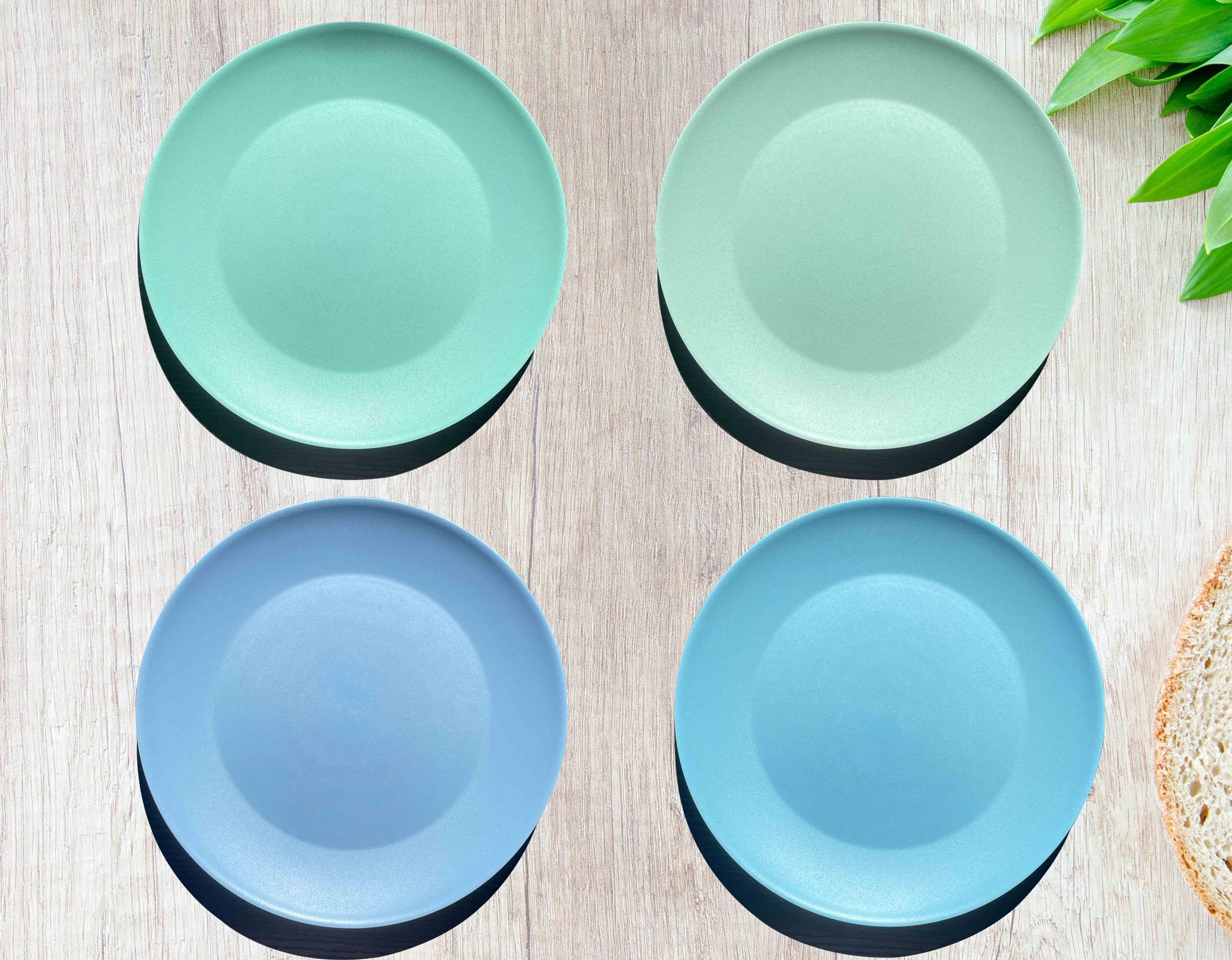 10 Inch Wheat Straw Plates - Unbreakable BPA-Free Dinnerware Set of 8, Dishwasher & Microwave Safe Reusable Plates for Camping, Picnics, Kids Meals & Everyday Use (4 Colors)