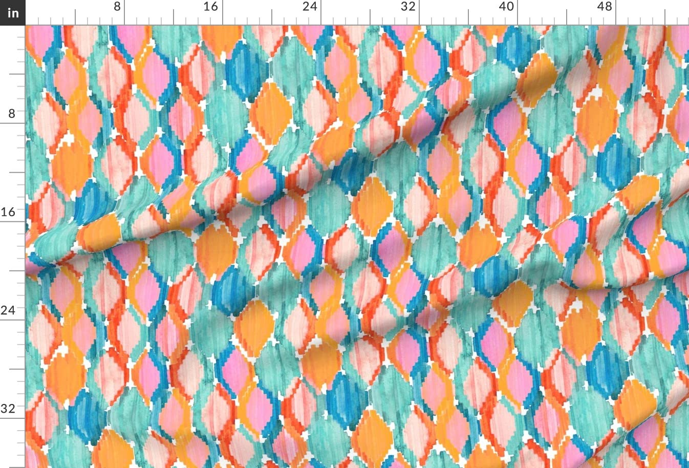 Vibrant Watercolor Rhombus Ikat Printed Minky Fabric by The Yard - Soft Plush Fabric for Sewing Baby Blankets, Quilt Backing & DIY Plush Toys - Perfect for Nursery Decor, Handmade Gifts & Craft Projects