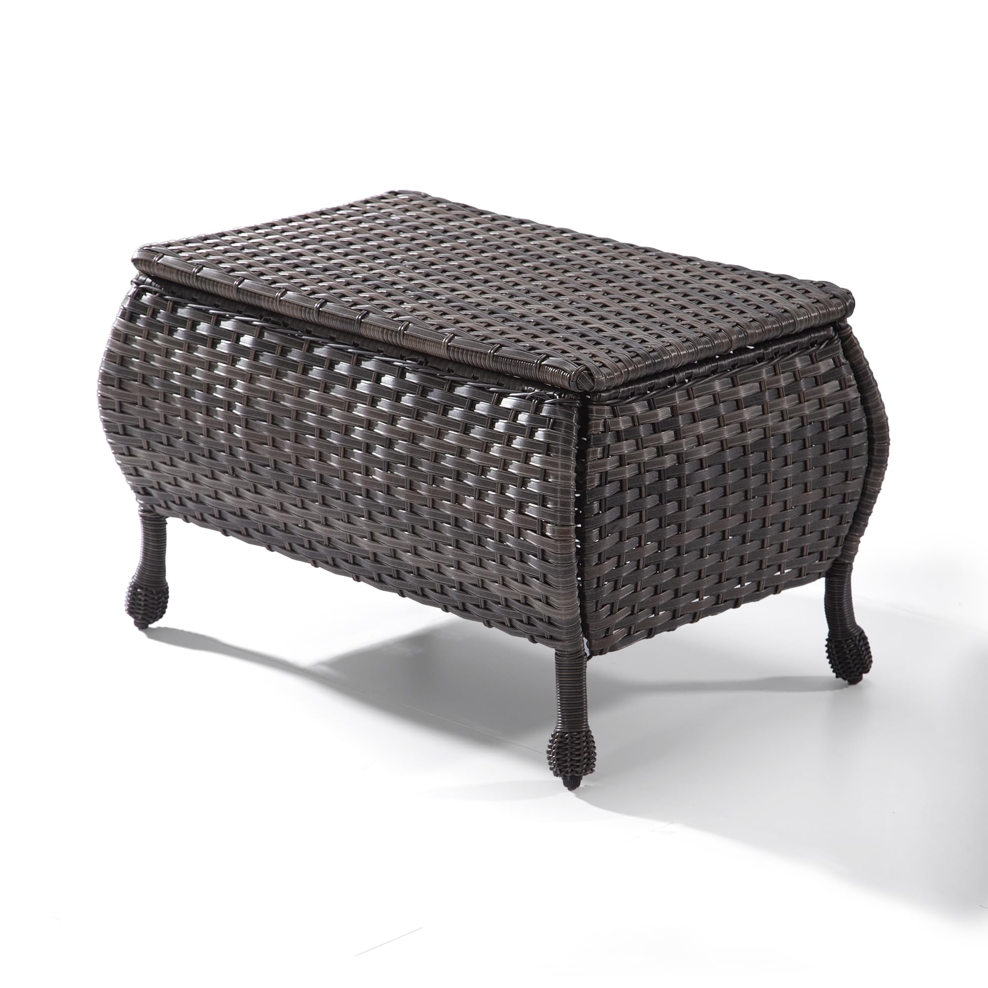 All-Weather Outdoor Storage Coffee Table - Wicker Rattan Patio Side Table with Storage for Garden Tools, Toys & Accessories | Perfect for Backyard, Deck & Poolside Use